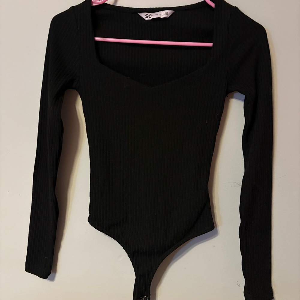 SO Black Long Sleeve Bodysuit